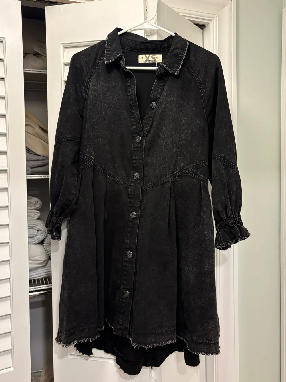 Free People Hannah Denim Mini Dress Black Size Extra Small